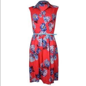 💮ELLEN TRACY💮COTTON BELTED FLORAL DRESS💮